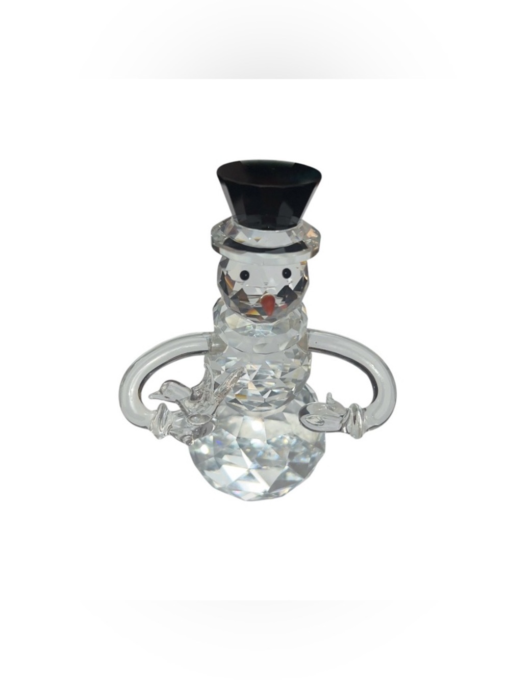 Crystal Snowman with Carrot Nose & Black Top Hat - 5-in
